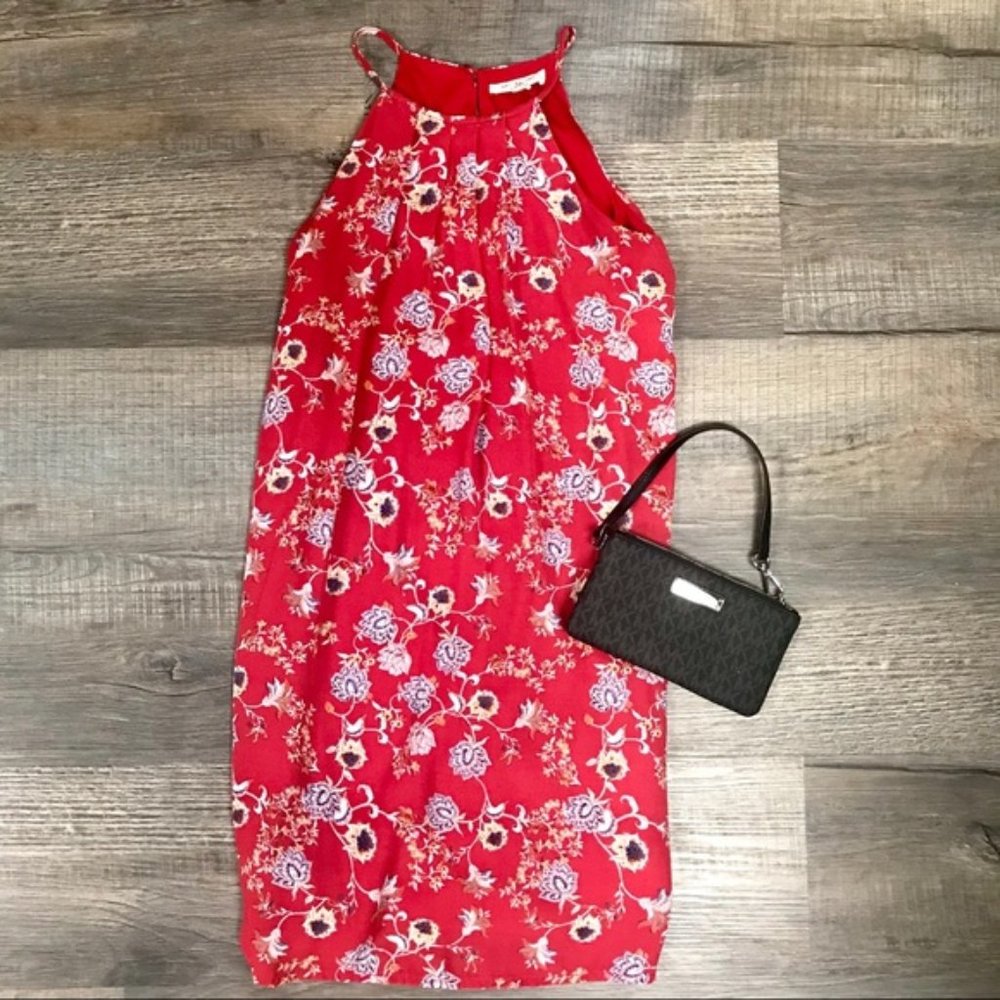 PINK ROSE Red Floral Spaghetti Strap Sundress Sz S